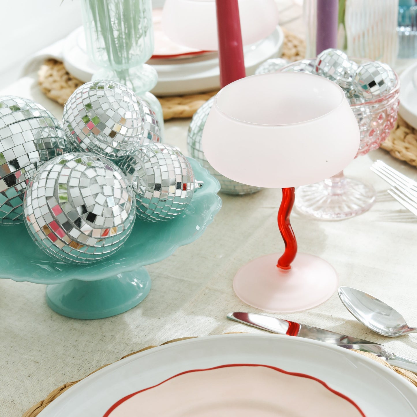 Coupe Glass: Pink + Red