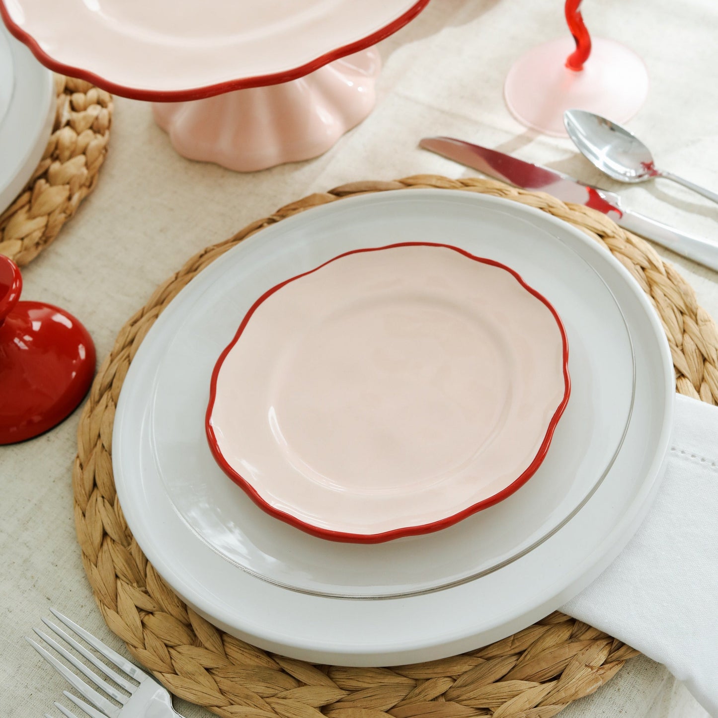 Dessert Plate: Pink + Red
